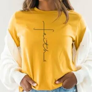 Faith Cross Christian Heather
Mustard Graphic Tee 100%Cotton
